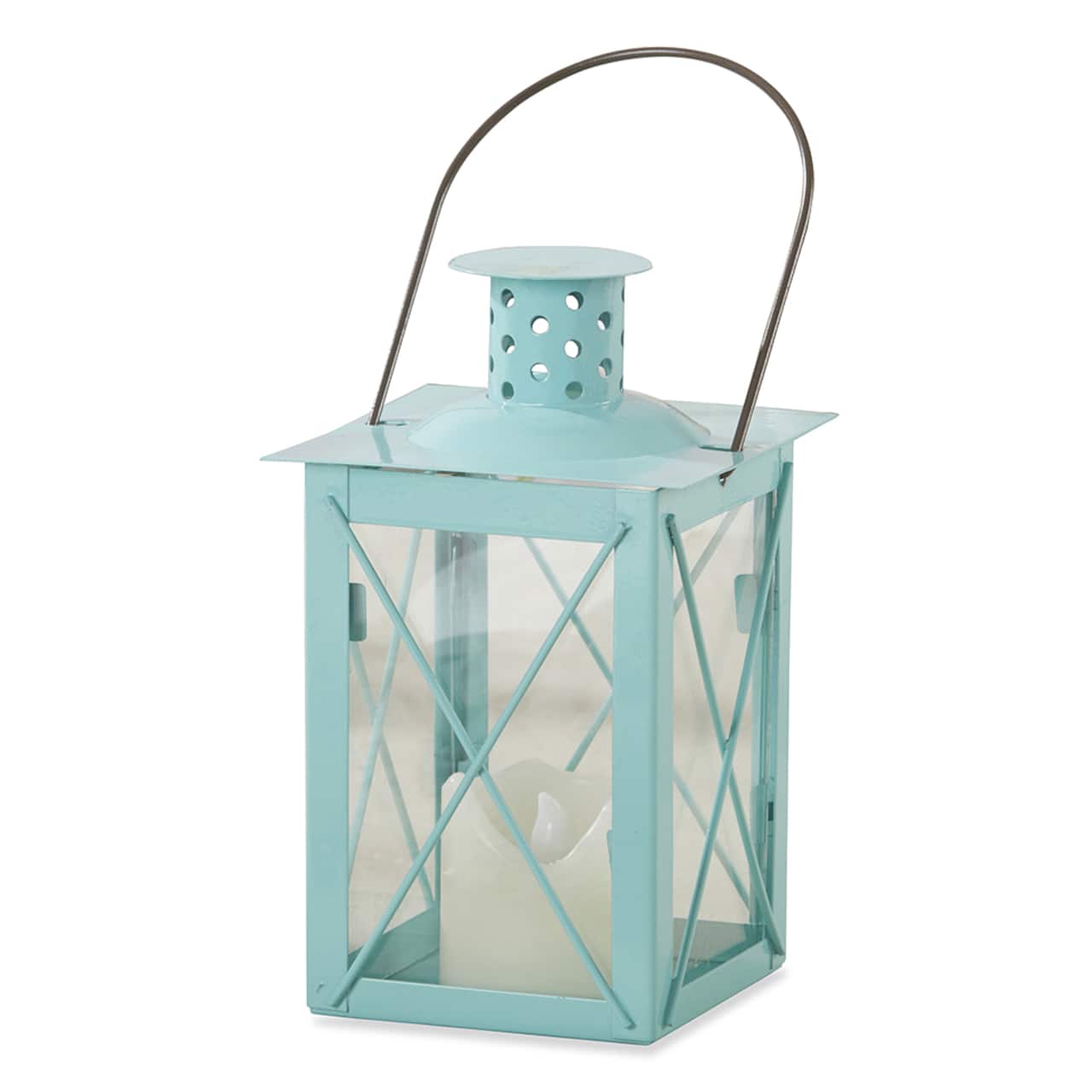 Kate Aspen® Medium Luminous Blue Lantern Tea Light Holder